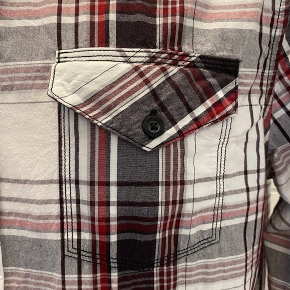 Distillery plaid black stitching button down long sleeve shirt. Men’s size Large - Picture 5 of 11